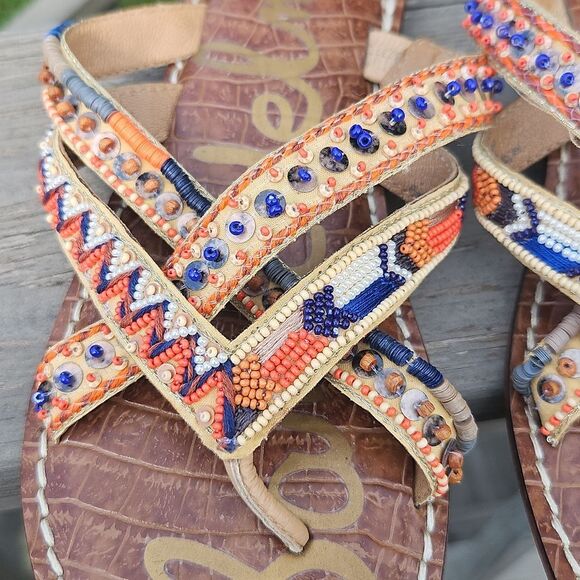 Sam Edelman Karly Beaded Leather Sandals Size 8.5 – Boho Chic - Picture 2 of 7